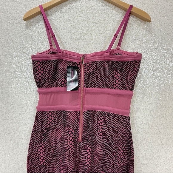 Material Girl Pink Black Snakeskin Print Bodycon Dress Women’s Size Large - Picture 3 of 14